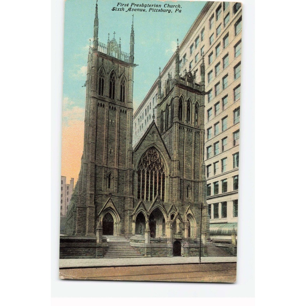 Vintage 1911 First Presbyterian Church Sixth Avenue Pittsburgh PA Postcard